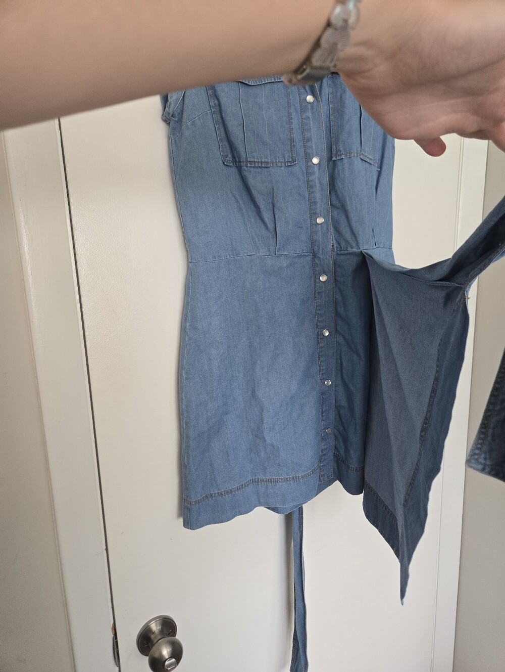 Derek Lam 10 Crosby Denim Tie Mini Dress Size 8 - Picture 5 of 6